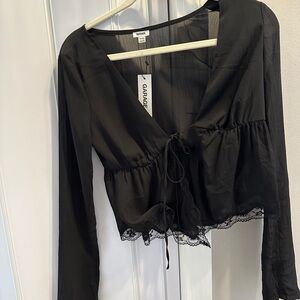 Elegant Black Sheer Women's Top